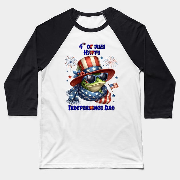 Patriotic Frog: Hat and Shades Baseball T-Shirt by coollooks